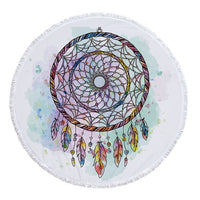 Round Boho Dreamcatcher Print Beach Towel