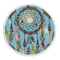 Round Boho Dreamcatcher Print Beach Towel