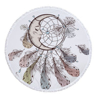 Round Boho Dreamcatcher Print Beach Towel