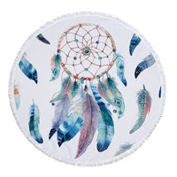 Round Boho Dreamcatcher Print Beach Towel