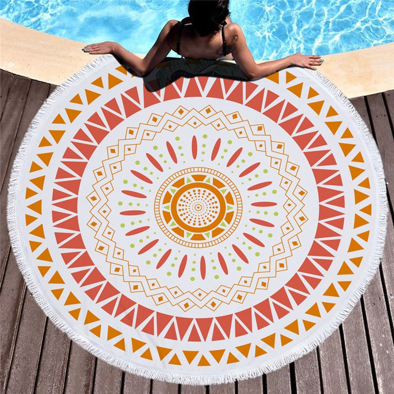 Round Bohemian Ethnic Pattern Beach Towel