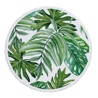 Round Tropical Floral Palm Leaf Print Beach Towel