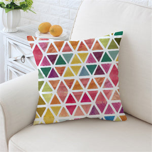 Colorful Geometric Triangle Pattern Microfiber Pillow Cover