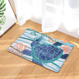 Blue Coastal Ocean Sea Creature Print Door / Floor Mat