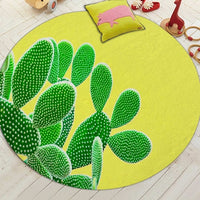 Round Floral Cactus Print Floor Mat Rug