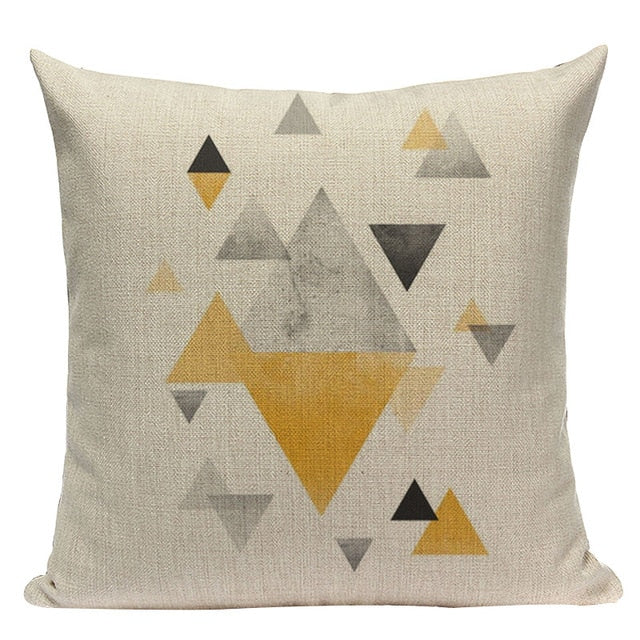 18" Yellow Nordic Geometric Elements Pillow Cover