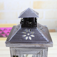 White Vintage Distressed Wood Lantern / Candle Holder