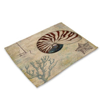 Coastal Beach Sea Shell Print Table Placemat