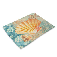 Coastal Beach Sea Shell Print Table Placemat