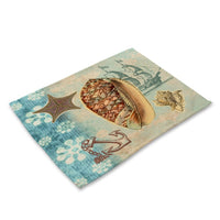 Coastal Beach Sea Shell Print Table Placemat