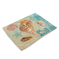 Coastal Beach Sea Shell Print Table Placemat