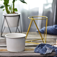 Geometric Triangle Wire Desktop Planter w/ Ceramic Pot