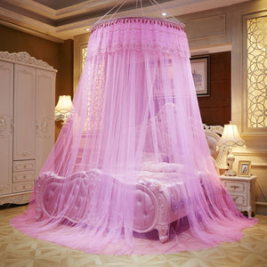 Elegant 39" Round Sheer Lace Bed Canopy