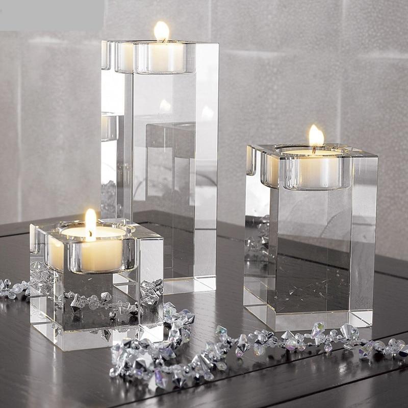 Solid Square Glass Tealight Stand Candle Holder