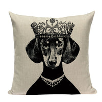 18" Black Dachshund Dog Print Throw Pillow Cover