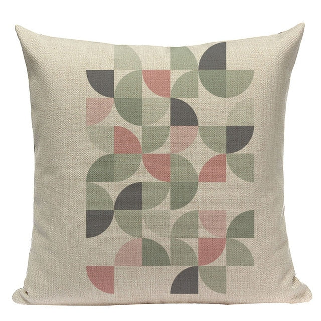 18" Pink Nordic Geometric Elements Throw Pillow Cover
