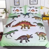 3-Piece Kids Dinosaur Print Duvet Cover Bedding Set