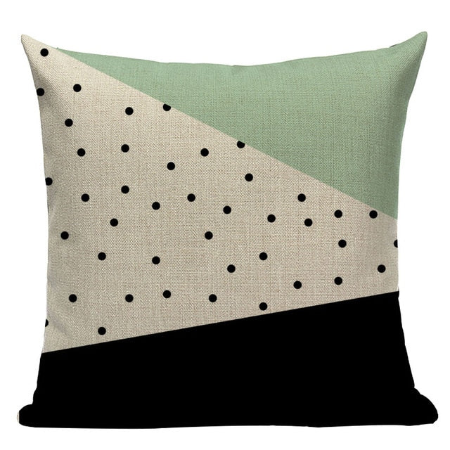 18" Mint Green Nordic Geometric Elements Pillow Cover