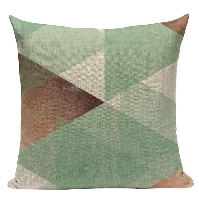 18" Mint Green Nordic Geometric Elements Pillow Cover