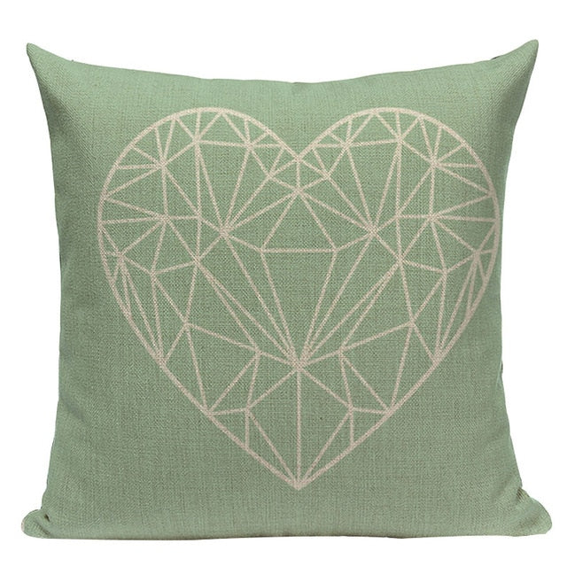 18" Mint Green Nordic Geometric Elements Pillow Cover