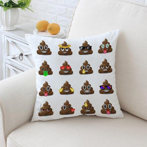 White Poop Emoji Print Microfiber Pillow Cover