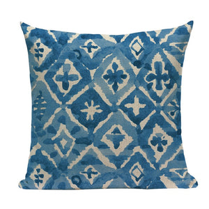 18" Blue Abstract Watercolor Pattern Throw Pillow Cover