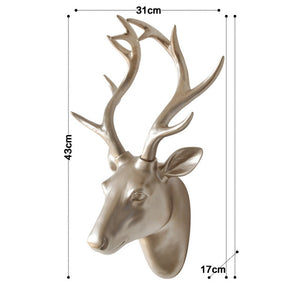 17" Wall-Mounted Modern Resin Deer Head Sculpture
