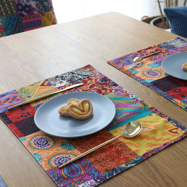 4-Piece Multi-Color Bohemian Pattern Table Placemat Set