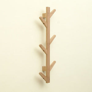 Bamboo Wood Tree Branch Style Wall Coat Rack