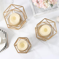 Gold Concave Hexagon Metal Candle Holder