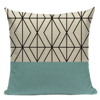 18" Pink / Teal Nordic Geometric Elements Pillow Cover