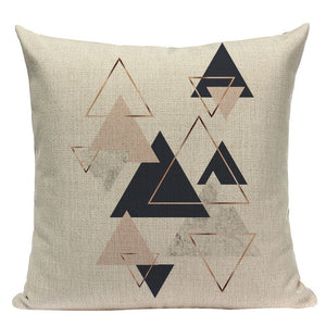 18" Pink / Teal Nordic Geometric Elements Pillow Cover