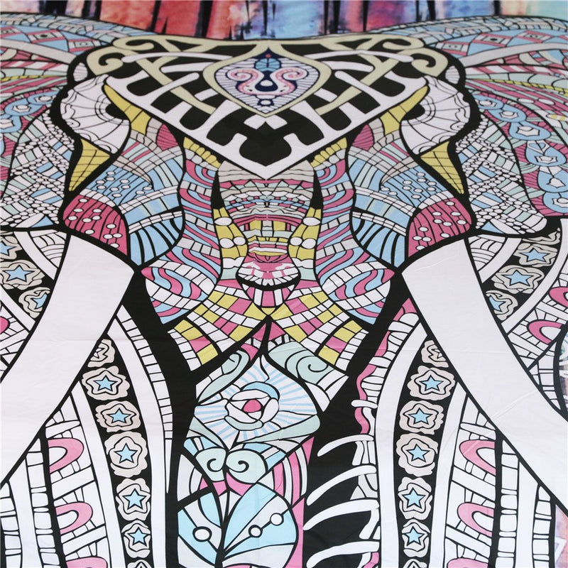 Multi-Color 3-Piece Bohemian Elephant Duvet Cover Set