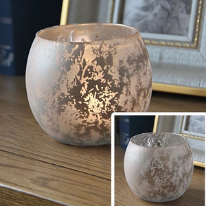 Round Mottled Glass Moonlight Globe Candle Holder