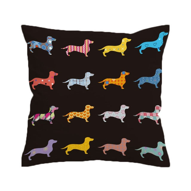 Dachshund Wiener Dog Pattern Microfiber Pillow Cover