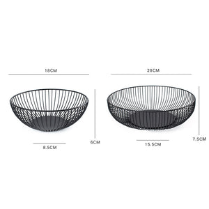 Black Minimalist Metal Wire Storage Basket Bowl