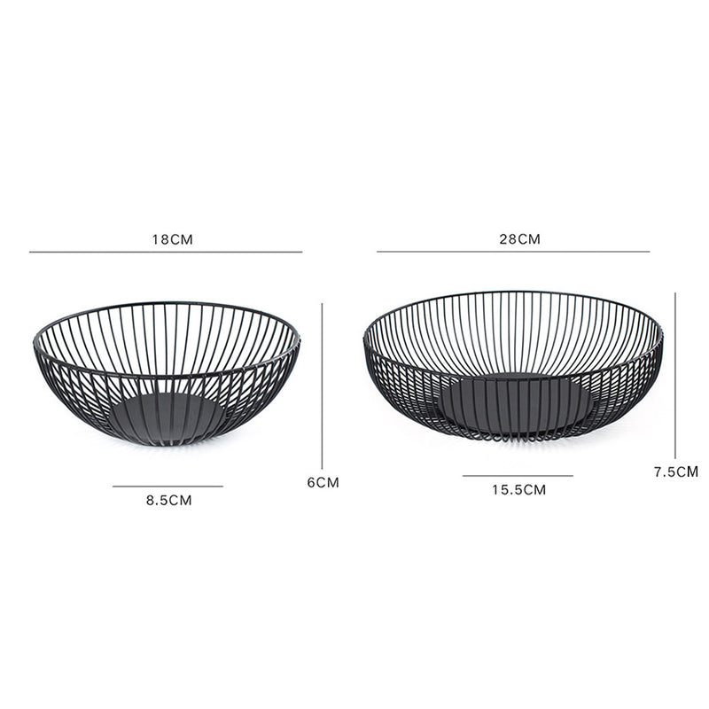 Black Minimalist Metal Wire Storage Basket Bowl