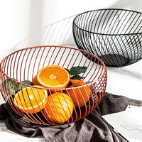 Contemporary Round Metal Wire Storage Basket Bowl