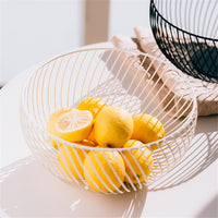 Contemporary Round Metal Wire Storage Basket Bowl