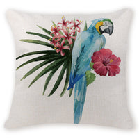 18" Floral Tropical Bird Print Throw Pillow Cover