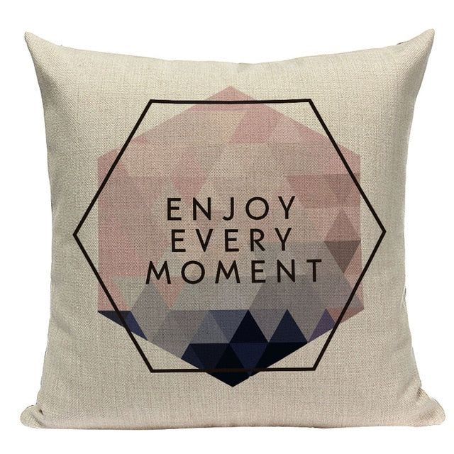 18" Pink / Blue Nordic Geometric Elements Pillow Cover