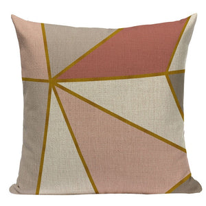 18" Pink / Blue Nordic Geometric Elements Pillow Cover