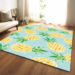 Teal Pineapple Print Area Rug Floor Mat
