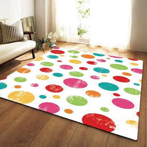 Rainbow Polka Dot Print Area Rug Floor Mat