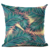 18" Tropical Palm Leaf Print Throw Pillow Cover