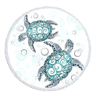 Round Native Pattern Sea Turtle Beach Towel