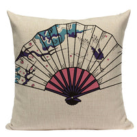 18" Vintage Japanese Ukiyo Style Throw Pillow Cover