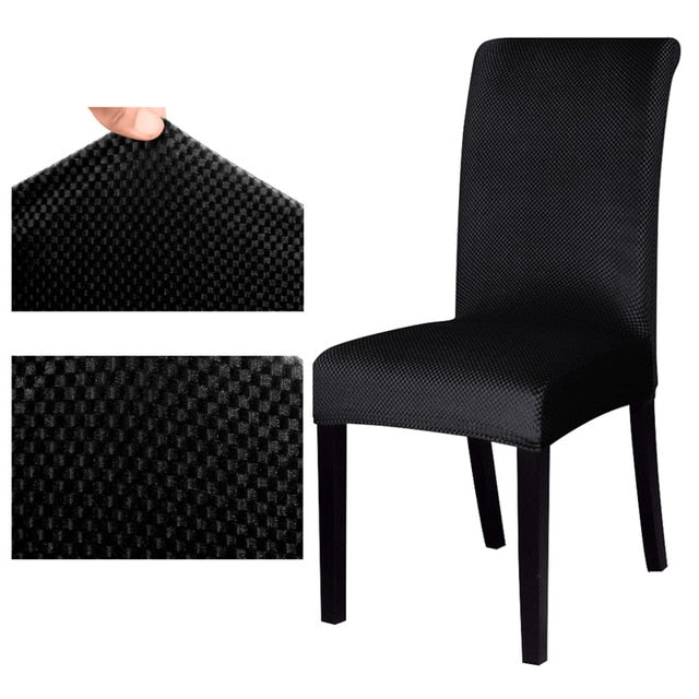 Solid Textured Jacquard Pattern Dining Chair Cover