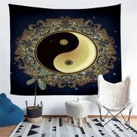 Black & Gold Bohemian Yin-Yang Wall Tapestry