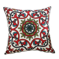 18" Embroidered Floral / Mandala Pattern Pillow Cover